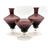 Handblown Amethyst Glass Bottles/Vases and Cup 6ï¿½