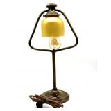 Quezal Art Glass Lamp Shade on Vintage Table Lamp