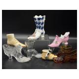 Vintage Porcelain and Glass Shoes 5ï¿½ Tall and