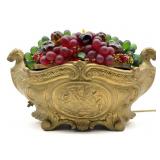 Antique Glass Fruit Lamp on Metal Base 12ï¿½ x 6.5ï¿½