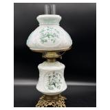 Antique Milk Glass Bird Design Oil Lamp with