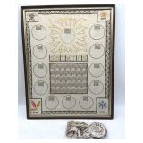 Vintage Hand Stitched Perpetual Calendar in Frame