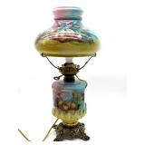 Antique Oil Lamp Converted to Electric, Milk