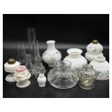 Antique Miniature Oil Lamp Bases, Shades, and