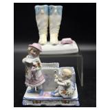 (2) Antique Porcelain Match Holder/Strikers 4ï¿½ x