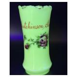 Antique Hutchinson, KS Uranium Custard Glass Vase
