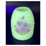 Fenton Satin Uranium Glass Handpainted Fairy Lamp
