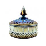 Vintage Indiana Glass Blue Carnival Glass Lidded