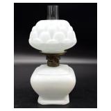 Antique Small Satin Milk Glass Oil Lamp 8ï¿½-