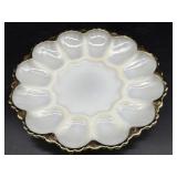 Vintage Gold Rim Milk Glass Egg Plate 10ï¿½