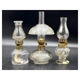 Antique Miniature Glass Oil Lamps 7.75' and