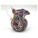 Millefiori Murano Art Glass Small Pitcher 3.25"