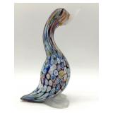 Millefiori Murano Art Glass Duck Figure 7" Tall