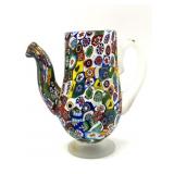 Millefiori Murano Art Glass Teapot 6" Tall