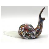 Millefiori Murano Art Glass Snail Figure 4.5" x