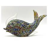 Millefiori Murano Art Glass Fish Figure 7" x
