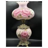 Converted to Electric Hand Painted Oil Lamp 27"