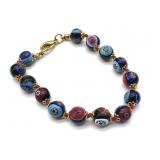 Millefiori Art Glass Beaded Bracelet 8"