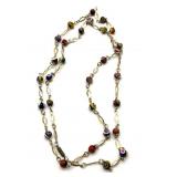 Millefiori Art Glass Beaded Necklace 48"