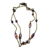 Millefiori Art Glass Beaded Necklace 46"