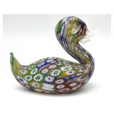 Millefiori Murano Art Glass Duck Figure 4" x
