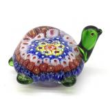 Millefiori Murano Art Glass Turtle Figure 3.5" x