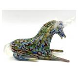 Millefiori Murano Art Glass Unicorn Figure 5" x