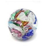 Latticino Murano Art Glass Paperweight 2.5" x