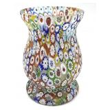 Millefiori Murano Art Glass Vase 5.25" Tall