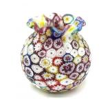 Millefiori Murano Art Glass Vase 3.75" Tall