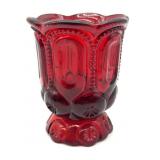 Ruby Red Glass Moon and Stars Pattern Spooner 5"