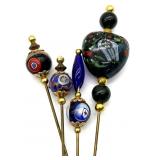 Art Glass Stick Hat Pins 11.75"