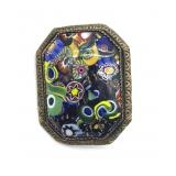 Millefiori Murano Art Glass Brooch 1.5"- back