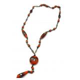 Millefiori Art Glass Beaded Necklace - 18" with