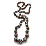Millefiori Art Glass Beaded Necklace 28"