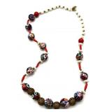 Millefiori Art Glass Beaded Necklace 20"