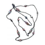 Millefiori Art Glass Beaded Necklace 46"