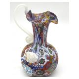 Millefiori Murano Art Glass Small Pitcher 4.5"