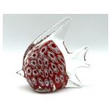 Millefiori Murano Art Glass Fish Figure 5" x 4.5"