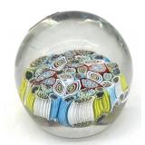 Millefiori Murano Art Glass Paperweight 2" Tall