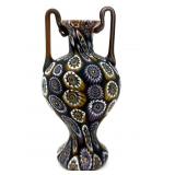 Millefiori Murano Art Glass Small Handled Vase 5"