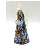 Millefiori Murano Art Glass Angel 5.25" with Gold