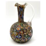 Millefiori Murano Art Glass Cruet Bottle 5.75"