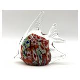 Millefiori Murano Art Glass Fish Figure 4" x 4"