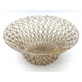 Latticino Murano Art Glass Gold Fleck Bowl 5.25"