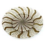 Latticino Murano Art Glass Gold Fleck Plate 7"