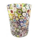 Millefiori Murano Satin Art Glass Cup 4"