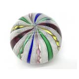 Latticino Murano Art Glass Paperweight 2.5" x 3"