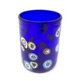 Millefiori Murano Art Glass Cobalt Blue Cup 3.75"