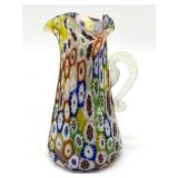 Millefiori Murano Art Glass Small Pitcher 4.5"